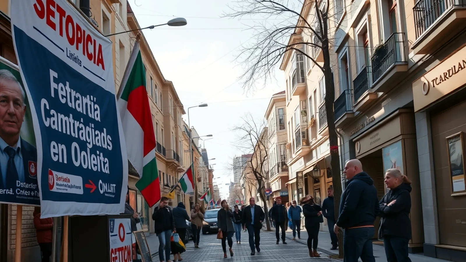 Štand za izbornu kampanju na ulici u Novom Beogradu