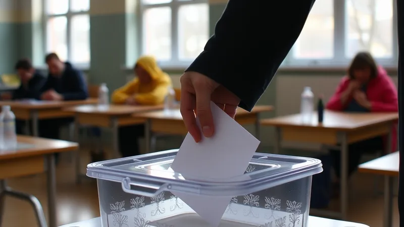 Glasač ubacuje listić u kutiju na biračkom mestu