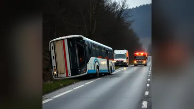 Prevrnuti autobus na magistralnom putu kod Tuzle nakon saobraćajne nesreće