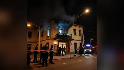 Policijska stanica u Tirani posle napada i požara tokom protesta