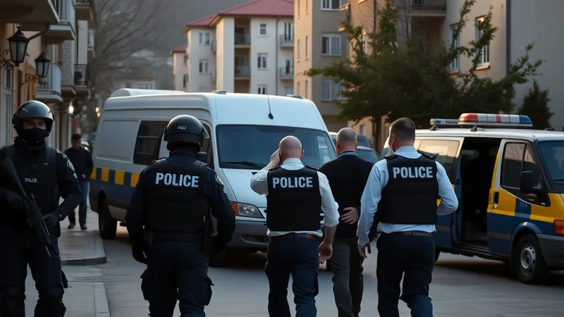 Policijska akcija ispred stambene zgrade, ilustracija