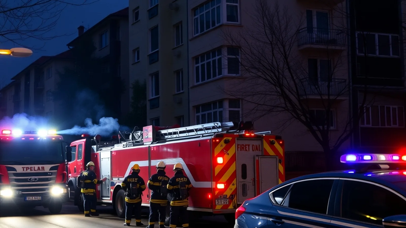 Zjarrfikës duke ndërhyrë natën pranë një pallati banimi në Sarajevë