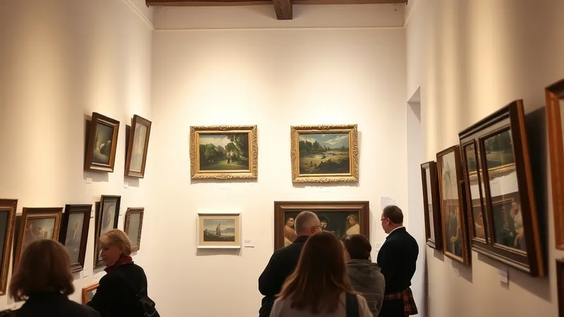 Posjetioci razgledaju slike na izložbi u Kući Đure Jakšića u Beogradu
