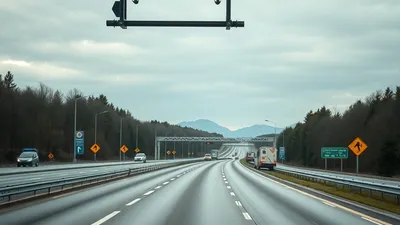Autoput sa elektronskim znakom upozorenja u oblačnom danu