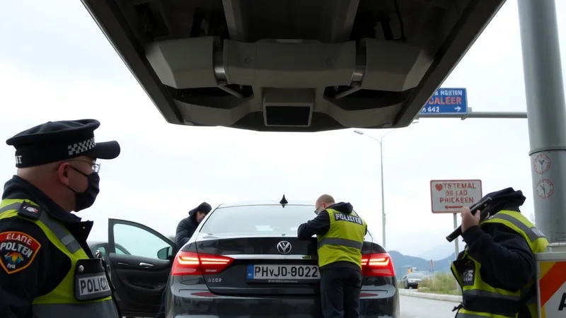 Policija pretražuje vozilo na graničnom prelazu